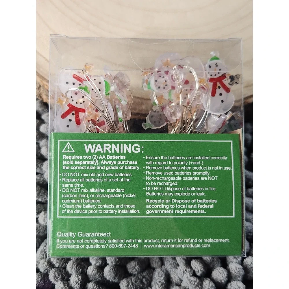 Holiday Home‎ LED Miniature Snowman Lights For Indoor Use Only 6.2ft~NEW~RARE